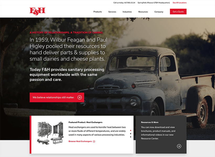 F&H Website Homepage Design