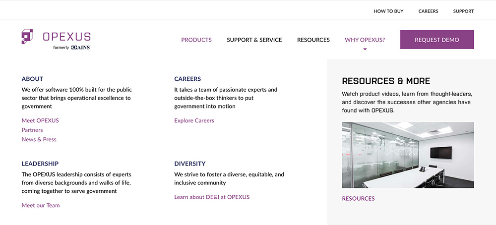 opexus website design sample screenshot